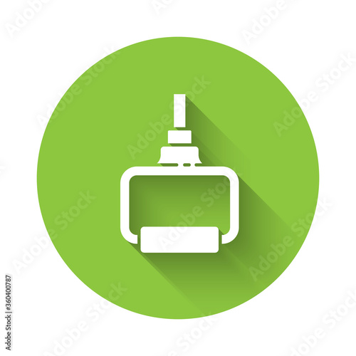 White TPX loop training equipment icon isolated with long shadow. Sport equipment. Green circle button. Vector Illustration.