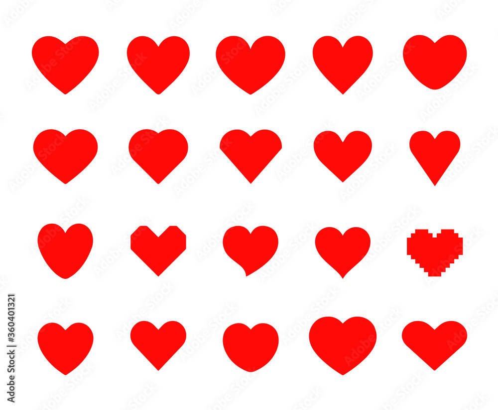Heart icon set vector. Logo element illustration. heart design. colored collection. heart concept. Can be used in web and mobile. EPS 10.
