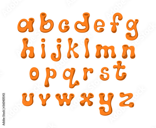 Cute kids alphabet. Volumetric letters. Vector