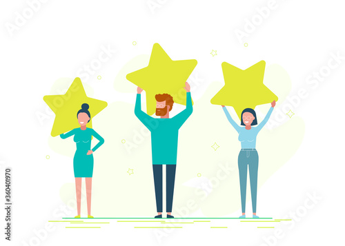 Rank rating stars feedback. Customer reviews rating, Different people give a review rating and feedback, Support for business satisfaction.