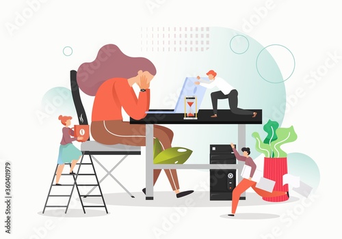 Hard work, vector flat style design illustration