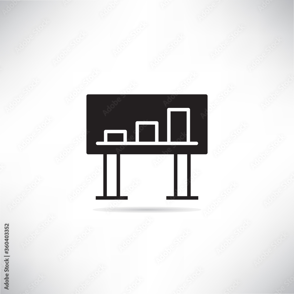 bar chart on white board icon vector illustration on white background