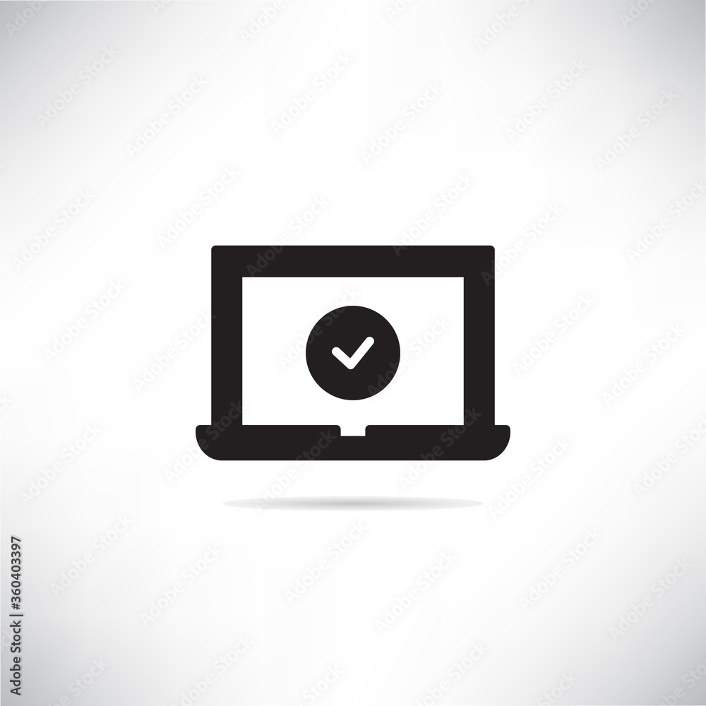 laptop with approved icon vector illustration on white background laptop with approved icon vector illustration on white background
