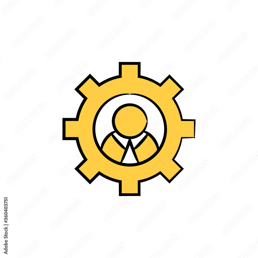 employer in gear icon vector illustration yellow hand drawn employer in gear icon vector illustration yellow hand drawn