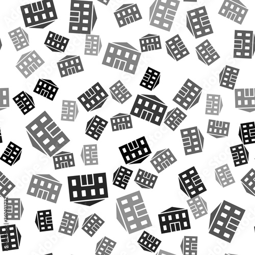 Black School building icon isolated seamless pattern on white background. Vector Illustration.