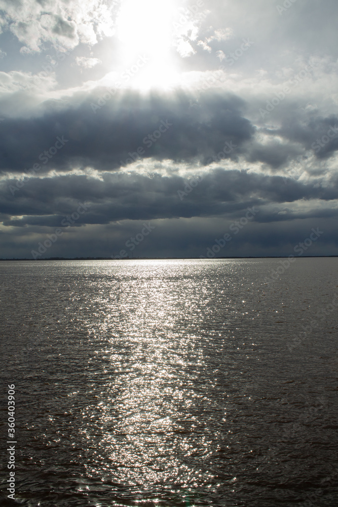 Fototapeta premium seascape with a view of the coast, horizon and clouds