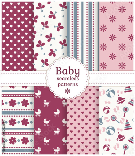 Baby seamless patterns. Vector set.