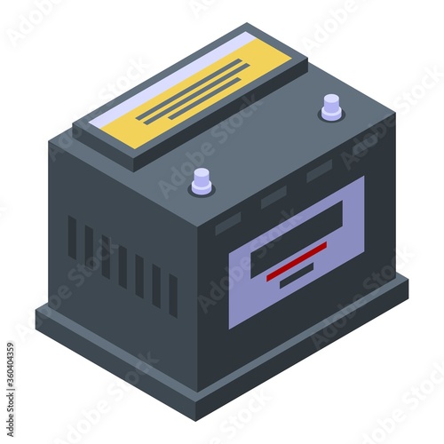 Car battery icon. Isometric of car battery vector icon for web design isolated on white background