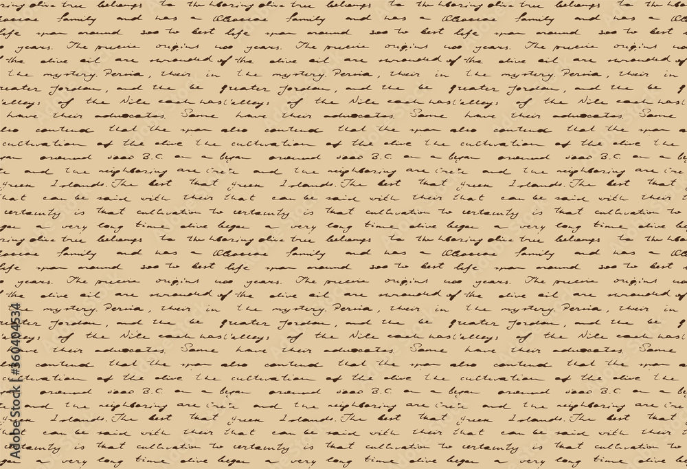 Ancient hand writing historical document. Vector aged yellow paper old text pattern. Vintage seamless background craft paper illustration
