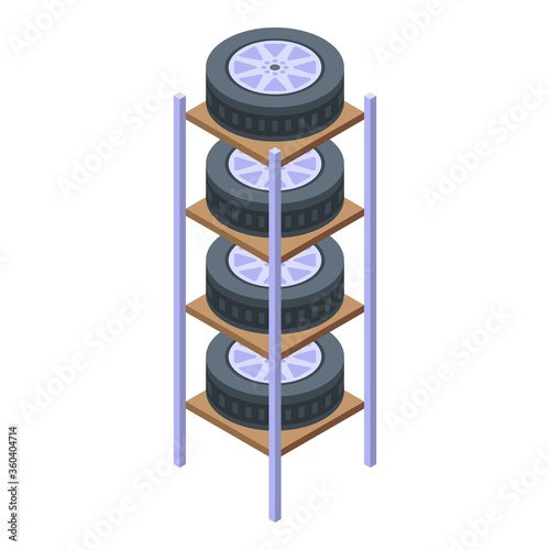 Home tires rack icon. Isometric of home tires rack vector icon for web design isolated on white background