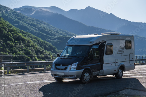 A house on wheels. A machine for life and travel. Rest in the mountains. Mobility. Independence. Rv. Camper. A motorhome. Auto house. motor home