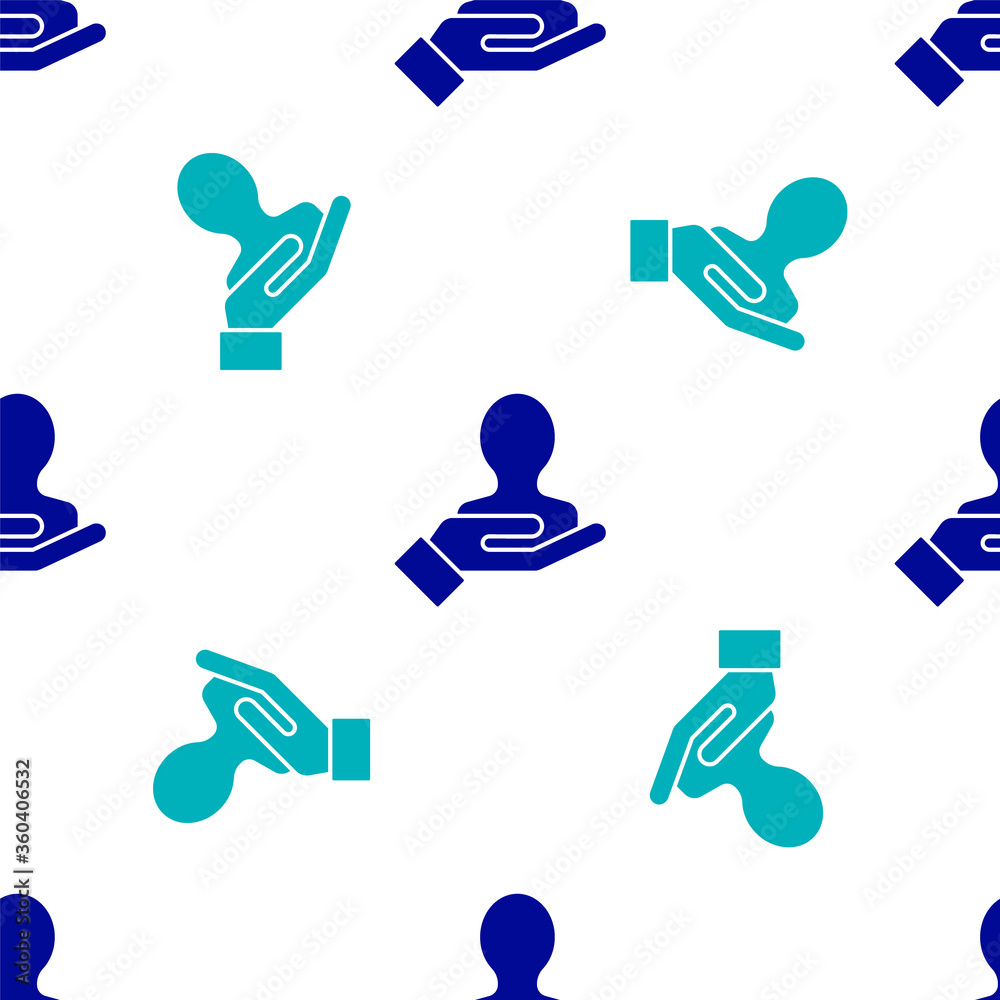 Blue Hand for search a people icon isolated seamless pattern on white background. Recruitment or selection concept. Search for employees and job. Vector Illustration. Blue Hand for search a people icon isolated seamless pattern on white background. Recruitment or selection concept. Search for employees and job. Vector Illustration.
