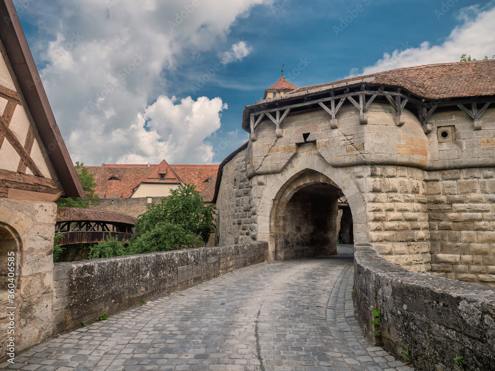 Ancient city gate in Rothenburg ob der Tauber, Germany