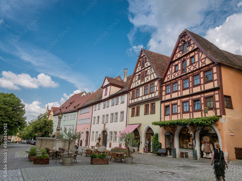 Small streets and old houses in Rothenburg ob der Tauber, Germany