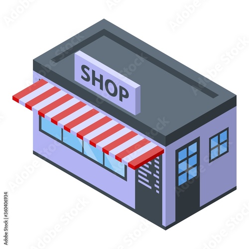 Street shop icon. Isometric of street shop vector icon for web design isolated on white background