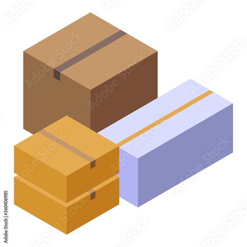 Parcel boxes icon. Isometric of parcel boxes vector icon for web design isolated on white background