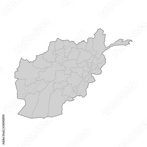 Map of Afghanistan divided to regions. Outline map. Vector illustration. photo