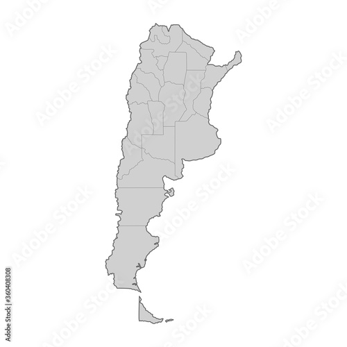 Map of Argentina divided to regions. Outline map. Vector illustration.