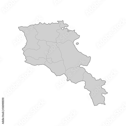 Map of Armenia divided to regions. Outline map. Vector illustration.