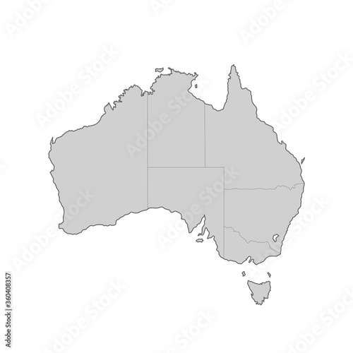Map of Australia divided to regions. Outline map. Vector illustration.