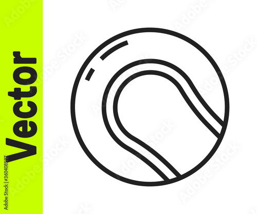 Black line Baseball ball icon isolated on white background. Vector Illustration.