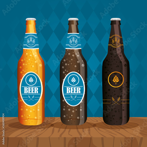 Beer day celebration event with bottles