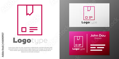 Logotype line Bag of coffee beans icon isolated on white background. Logo design template element. Vector Illustration.
