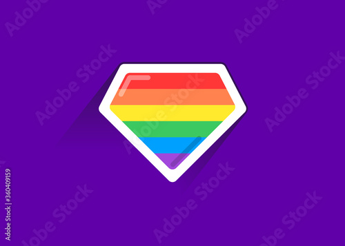 LGBT superhero shield icon. LGBT pride flag in vector format. Rainbow color flag.