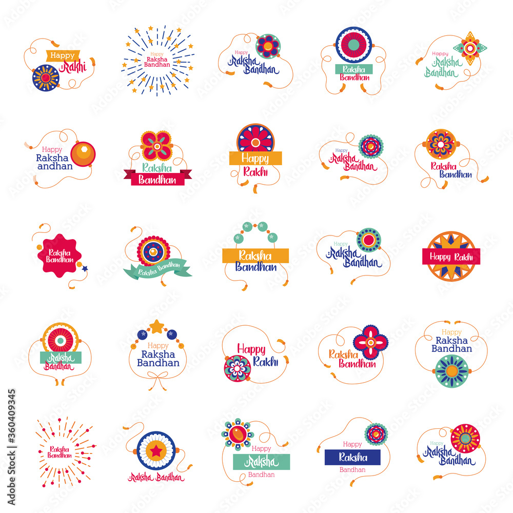 bundle of happy raksha bandhan set icons bundle of happy raksha bandhan set icons