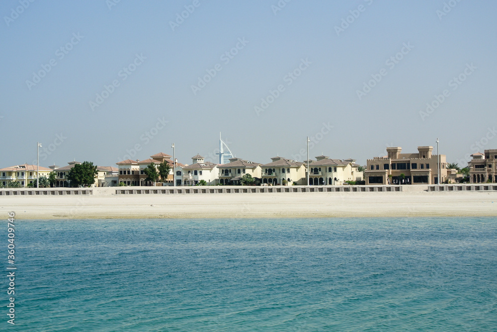 Beautiful view of Dubai Palm Island houses