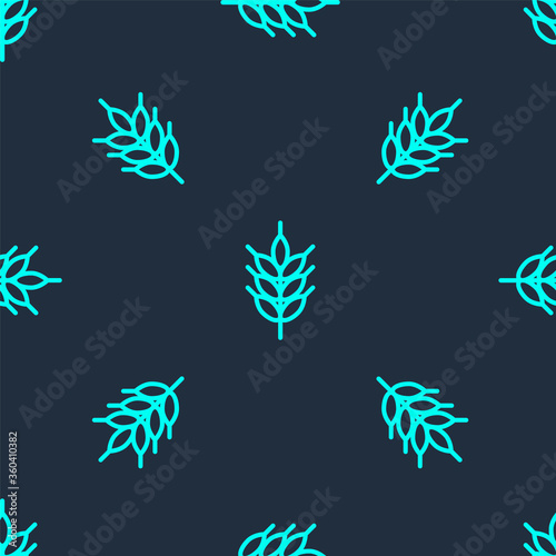 Green line Hop icon isolated seamless pattern on blue background. Vector Illustration.