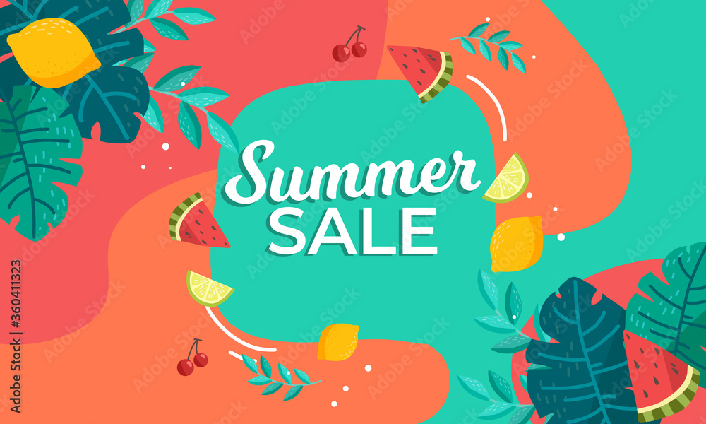Fototapeta premium Summer sale background layout for banners,Wallpaper,flyers, invitation, posters, brochure, voucher discount.Vector illustration template.