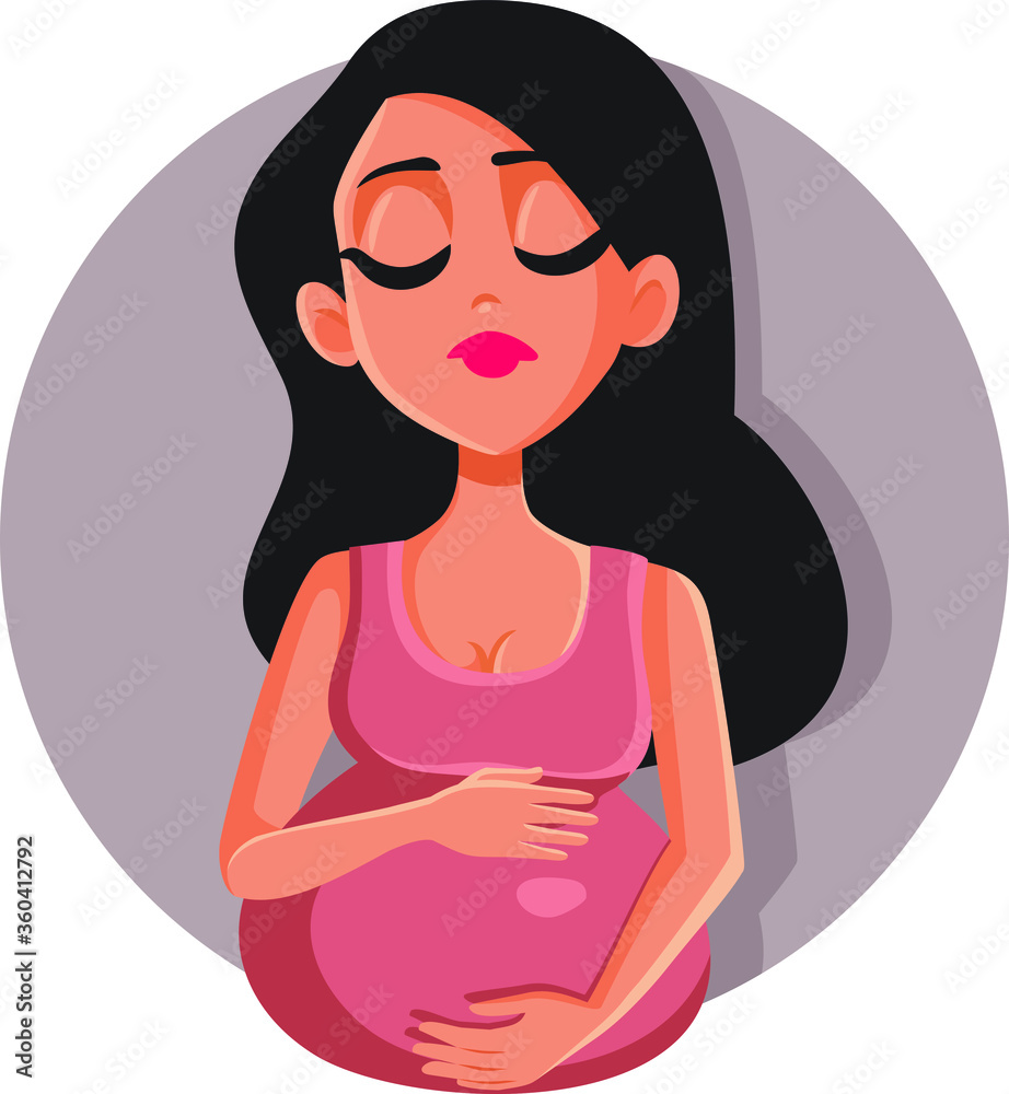Sad Anxious Mother Feeling Contractions