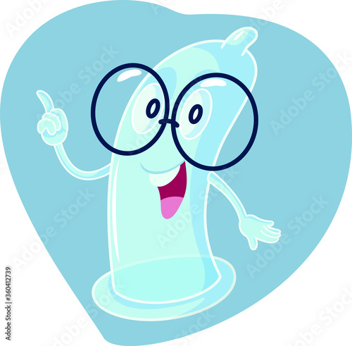 Funny Condom Wearing Eyeglasses Teaching Sexual Education