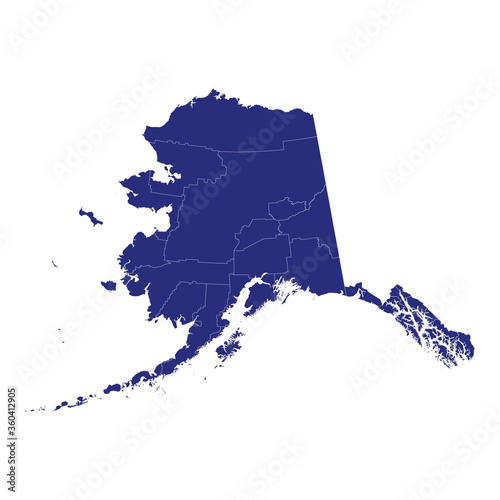 High Quality map of Alaska is a state of United States of America with borders of the counties