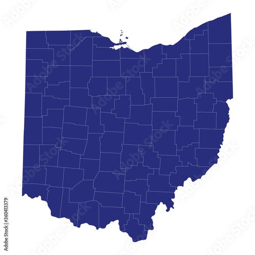 High Quality map of Ohio is a state of United States of America with borders of the counties