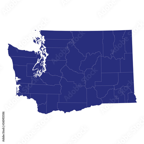 High Quality map of Washington is a state of United States of America with borders of the counties