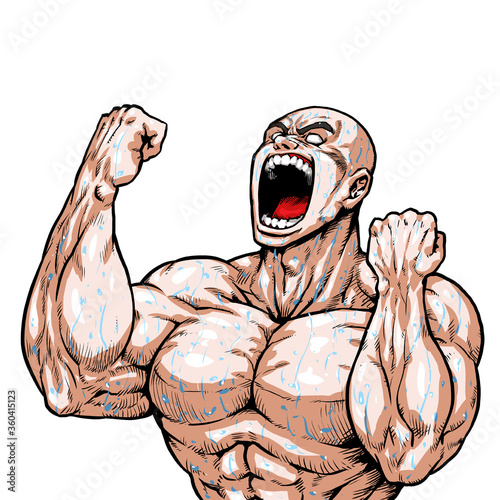 Slika na platnu Guts, bald, skinhead, graphic novel, cartoon, muscle, bodybuilding, macho, pose,