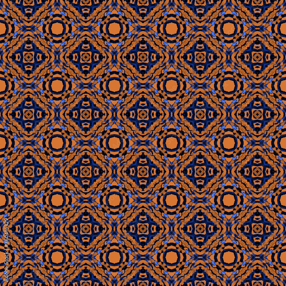 Ethnic Texture Ornament. Brown, Ochra, Cepia Bed 