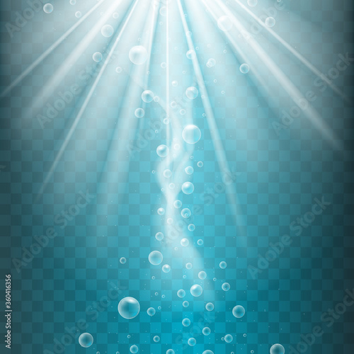Blue underwater hissing air bubbles 