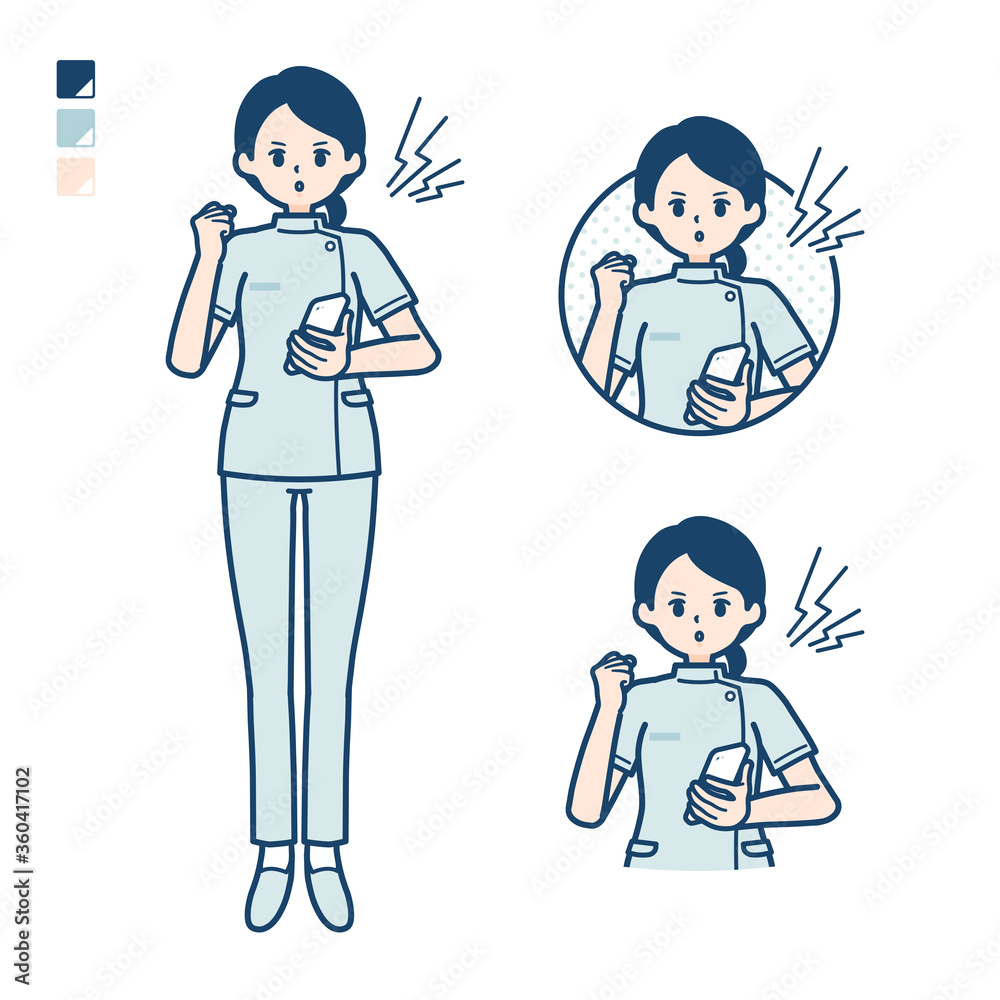 simple nurse woman_smartphone-anger simple nurse woman_smartphone-anger