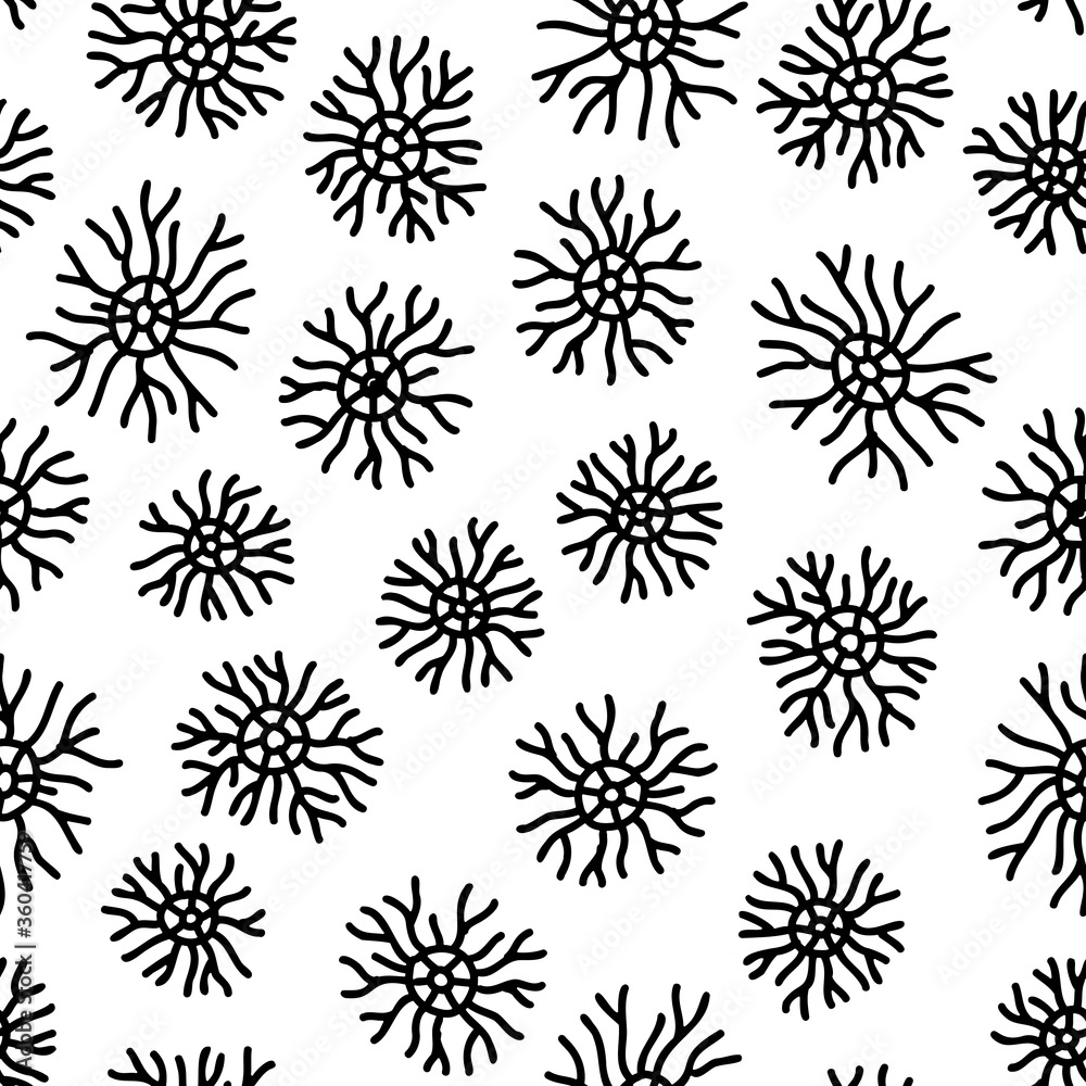 Seamless Black and White Coral Pattern. Abstract Background Design. simple shapes. minimalistic circles. for textile, fabrics, designs, prints