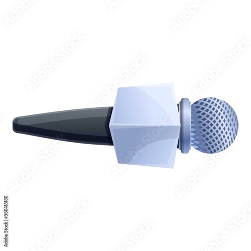 Tv reporter microphone icon. Cartoon of tv reporter microphone vector icon for web design isolated on white background