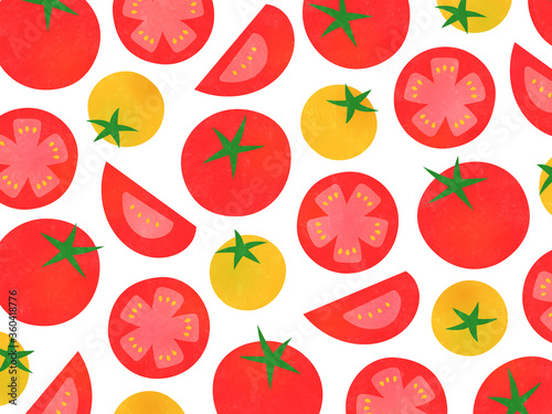 手描き風 ポップなトマト模様の壁紙