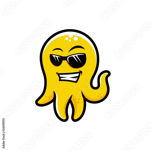 Cute character octopus logo vector.