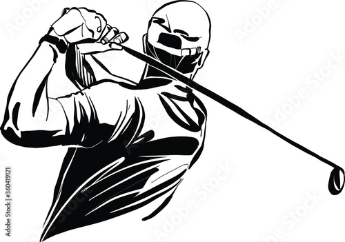 the vector illustration of the golf player with a niblick