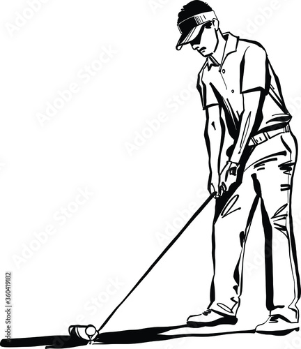the vector illustration of the golf player with a niblick