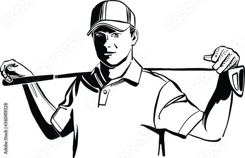 the vector illustration of the golf player with a niblick