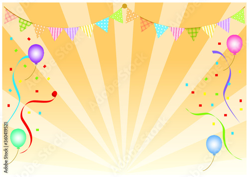 放射状　フェスティバル　イエロー背景