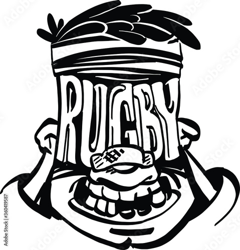 the cartoon style illustration of the rugby player
